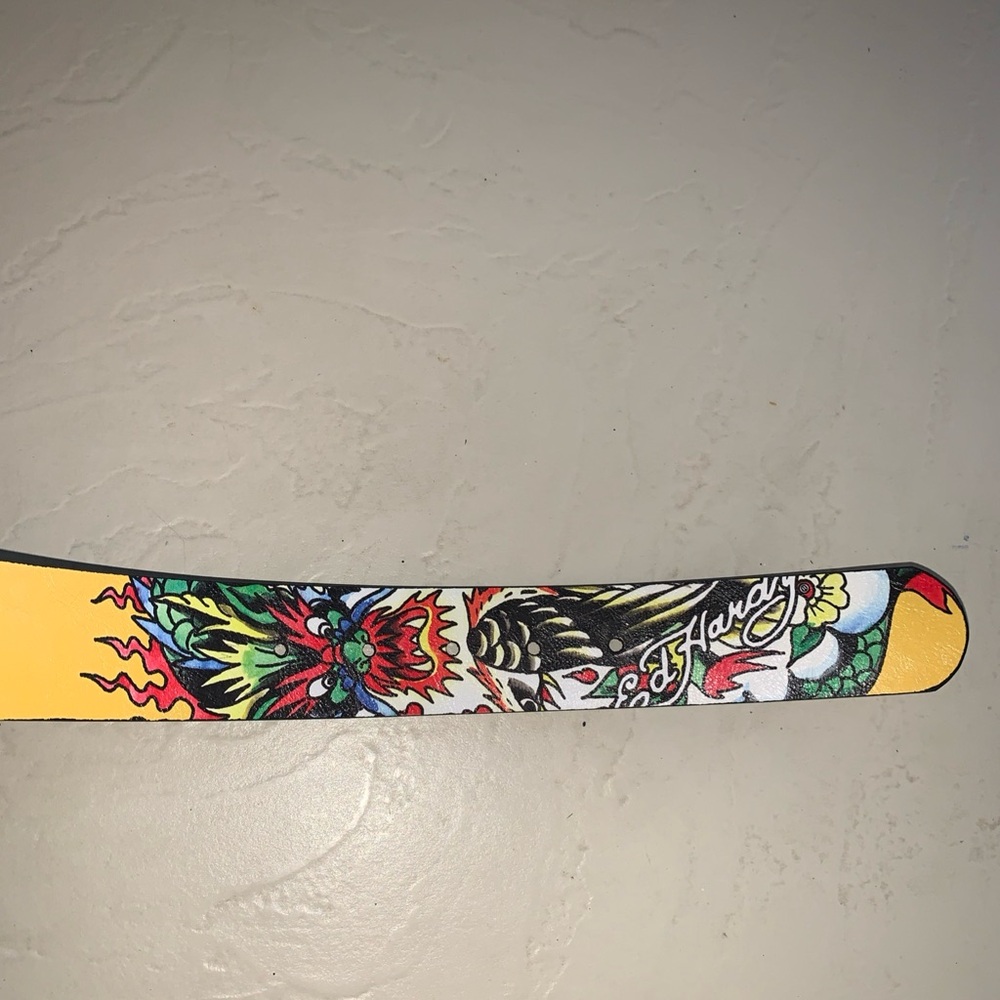 Ed Hardy Men's Reversible Belt Tattoo Dragon Skull Y2K Streetwear Size 42 - Picture 14 of 15